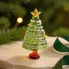 Handmade Colored Glass Decor Glazed Christmas Tree Figurine, Colorful Miniature Xmas Decor, Handcrafted Seasonal Home Festive Ornament Table