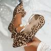 Women'S Stylish Leopard Print Pointed Toe Flats with Elegant Bow Detail, Slip-On Ankle Strap, TPR Sole, and Synthetic Lining - Perfect for Casual