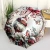 1pc Christmas Wreath with Snowy Berries and Birds, Automatic Opening Umbrella, Portable 3-Fold Design, 8-Bone Iron Frame Outdoor Umbrella, Festive Gif