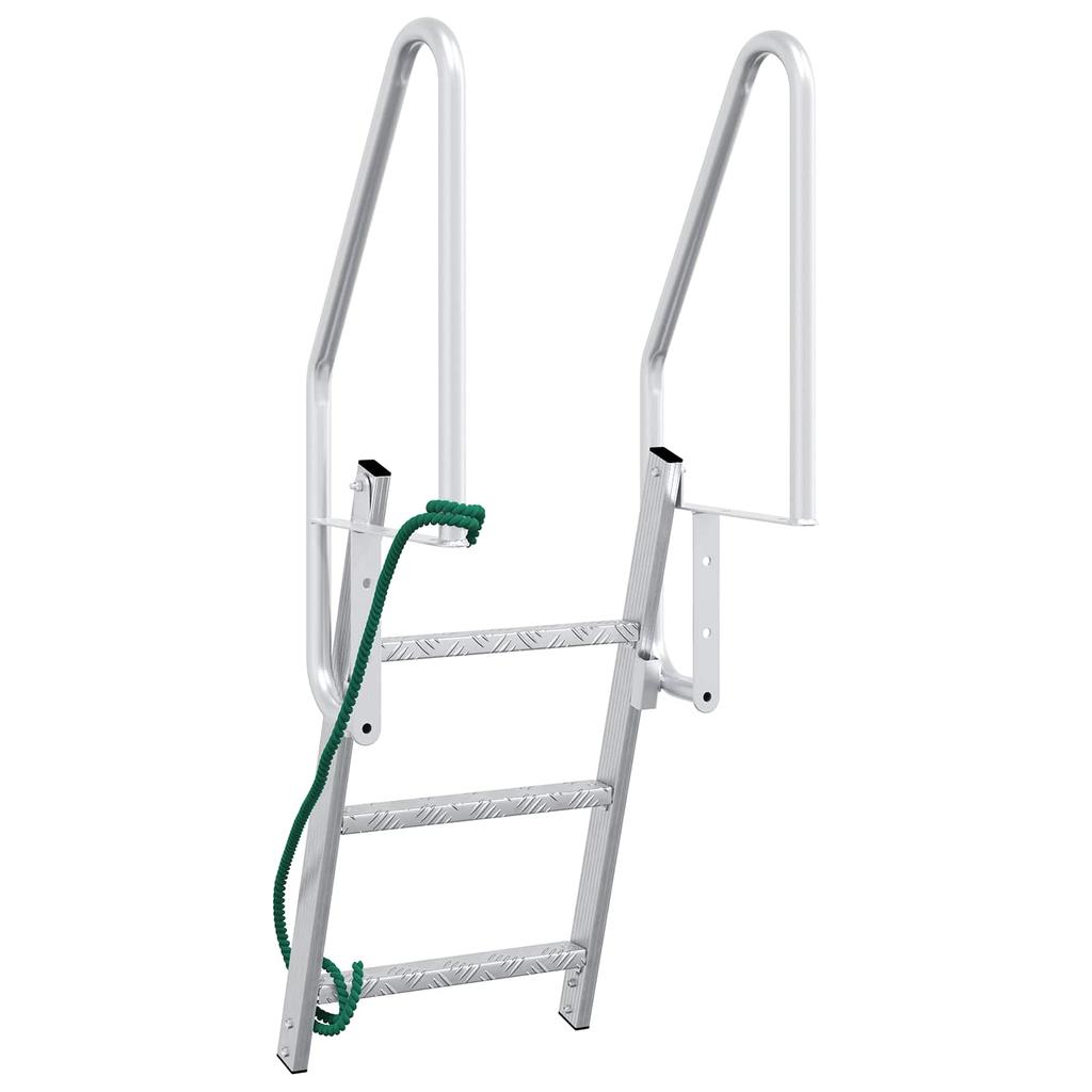 3 Step Dock Ladder Silver 58 X 77 X 144 Cm Aluminum