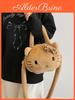 Borsa a tracolla rotonda in peluche a cartoni animati con cerniera per bambine