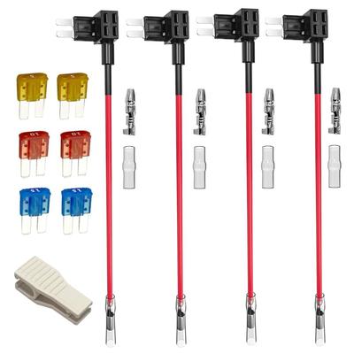 4pcs -24V Car Flat Fuse Holder Micro2 Small Circuit Fuse Tap Kit Fuse