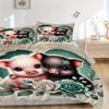 3pcs Piglet Roses Bedding Set Soft Polyester Down Comforter Cover and Pillowcases, Suitable for All Seasons, Practical gifts for the home 0729098