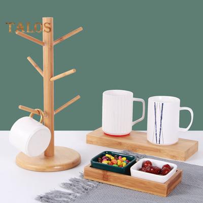 Portabicchieri in legno Albero 6 ganci Multifunzionale resistente per tazze da tè e caffè Organizzatore Appendiabiti Portaoggetti Scarico Forniture per la casa