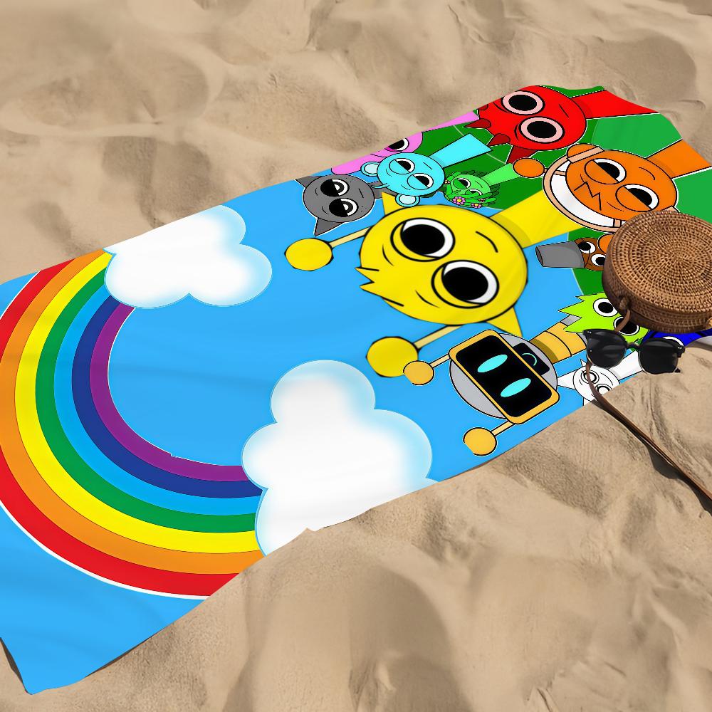 Neues S-sprunki Spiel K-kids Handtuch Strandtuch Übergröße Schnelltrocknendes Handtuch Saugfähig Weich Schwimm Strandtücher für Männer Frauen