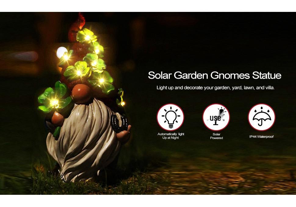 Solar Resin Elves: Garden Gnome Ornaments & Decorations