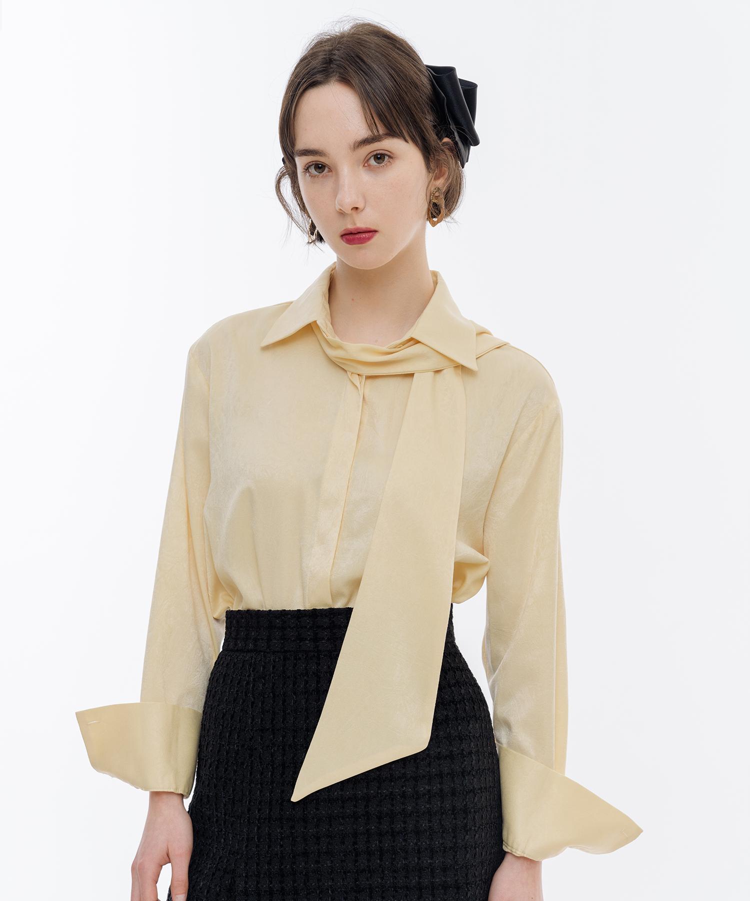 Рубашка Ish Базовая, шелковистая, без складок, легкий уход (Лимон) Lemon Yellow/Free