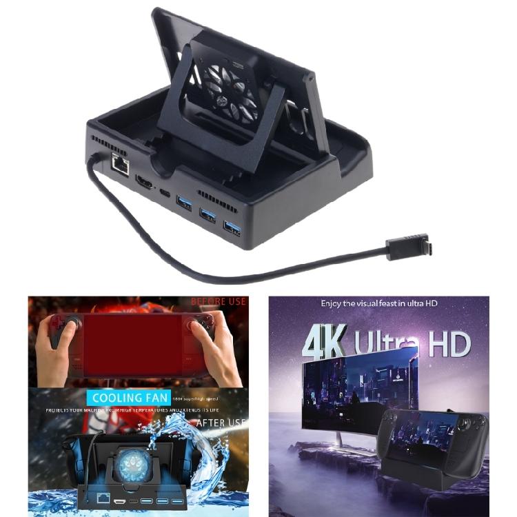6 In1 Steam- Deck Dock with HDMI2.0 4K@60Hz Gigabit-Ethernet 3 USB 3.0 Port