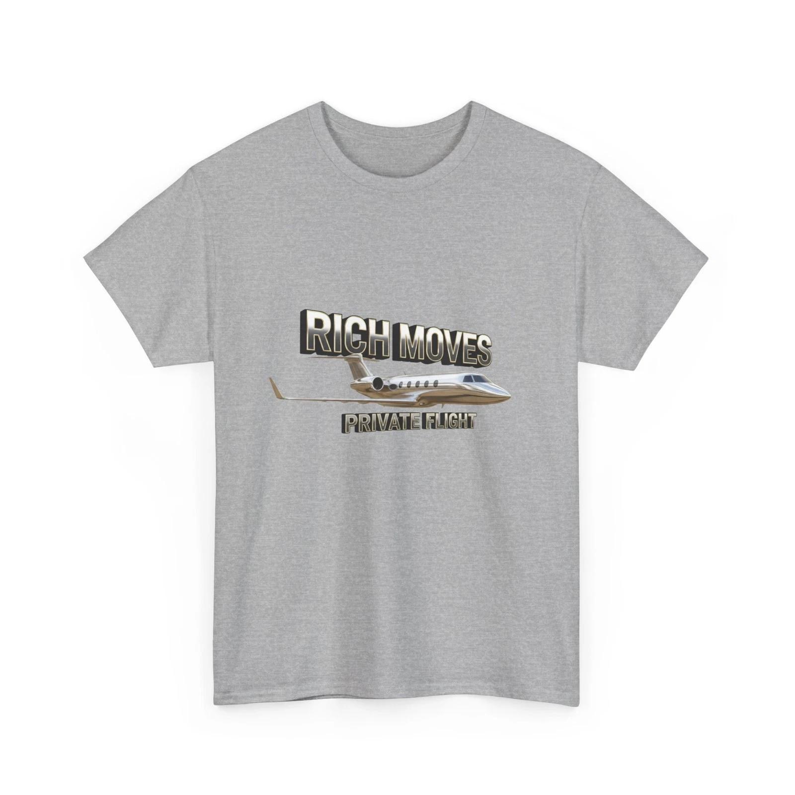 Rich Moves Private Flight T-Shirt | Jet Plane Graphic Tee, Quality Cool T-Shirt 3XL