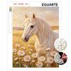 DIY Frameless Pearl Painting Kit Horse Daisy 3D Shiny Bead Art Canvas Relaxing Creative Craft for Home Wall Decor Gift