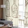 Cortinas transparentes com rabiscos de vinho para sala de estar, tratamentos de janela de tule transparente, quarto, cozinha, decoração de casa, cortinas de véu