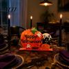 Decorative Crafts for Shelves Halloween Pumpkin Wooden Table Centerpiece, Creative Haunted House & Ghost Compact Dining Decorations Desktop