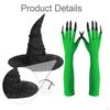 Halloween Witch Costume Set Hat, Glasses, Gloves for Role Play Holiday