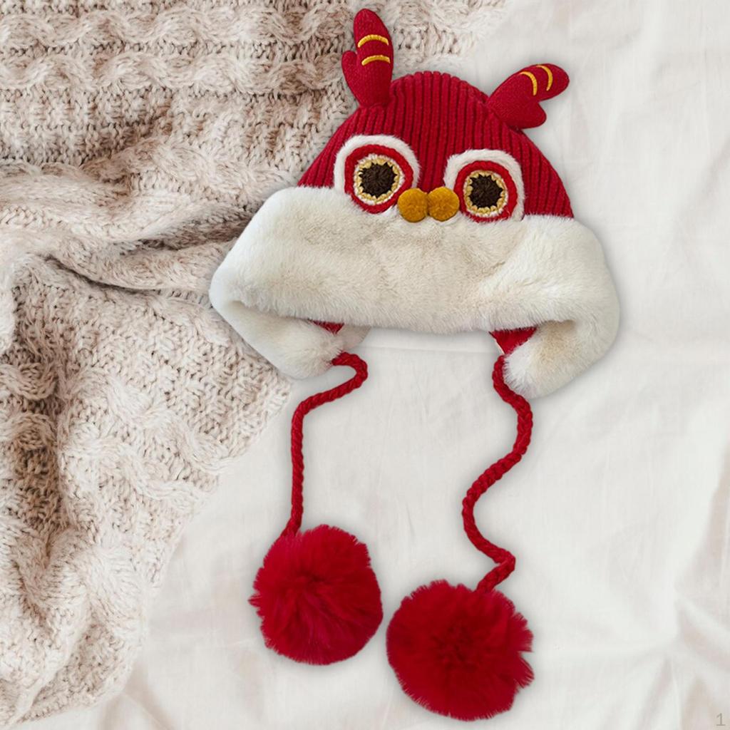 Chinesischer Hut Warmes Geschenk Niedlich Weich Skaten Skifahren Tierische Kopfbedeckung für Kinder 6-8 Jahre Mädchen