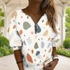 Women Plus Size Multicolor Abstract Printed V Neck Front Zip Long Sleeve Sweatshirt