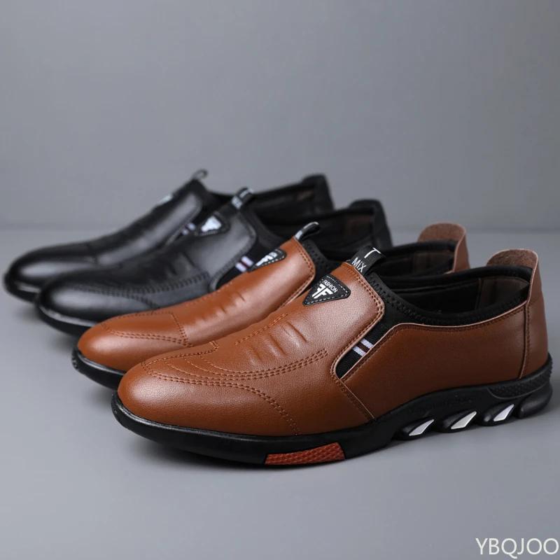 Fashion Spring Autumn Men's Leather Shoes Casual Walking Breathable Sneakers Man Trendy Formal Shoe Fashion Lace Up Shoes Zapatos Hombre