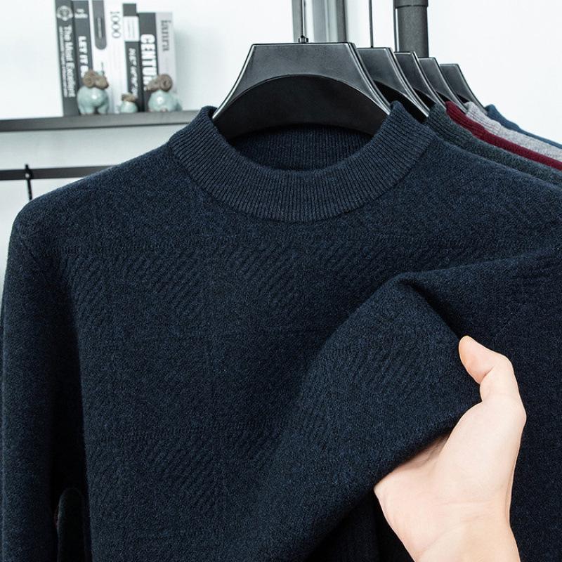 Hengyuanxiang ОсеньЗима 2025 Красный Шерстяной Вязаный Свитер - Длинный Рукав Утепленный Круглый Вырез Стиль Папа S 8080₽