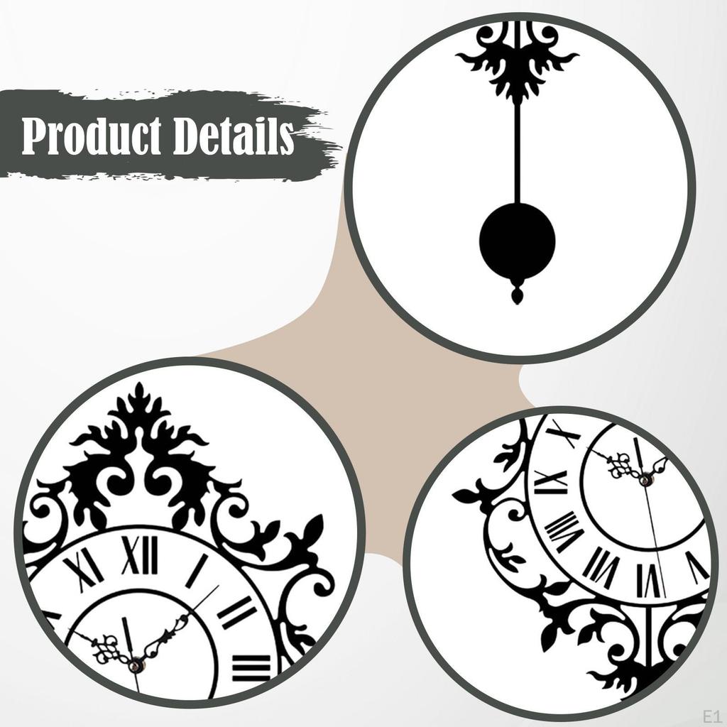 Pendulum Wall Clock Non Ticking Gift Easy Read Home Decor Silent Roman Numerals for Living Room