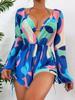 2025 Women's Cross-Border Long Sleeve Mesh Cover-Up Bikini Set: One-Piece Swimwear & Three-Piece Swimsuit.