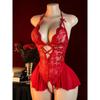 Red Women Open Bodysuit Crotchless Sexy Temptation Adult Erotic Lingerie Pajamas Lace Sex Costumes Deep V-neck  Underwear