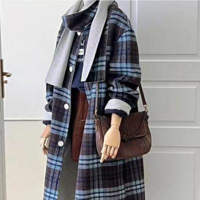 Neuer doppelseitiger Wollmantel, lockerer karierter Wollmantel im koreanischen Stil für Herbst und Winter