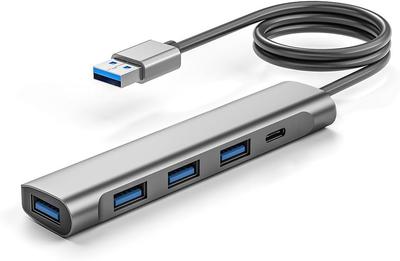 Mini Multiport Adapter with 2m Expander for Slim Dongle Data Hub for MacBook Laptops USB-C Hub, 5-in-1 Cable, USB-C Laptops, Pro/Air, iMac, Surface,