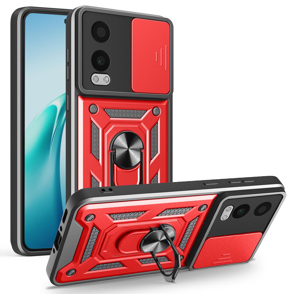 For OnePlus Nord CE4 Lite 5G Case with Slide Camera Lid PC+TPU Kickstand Phone Cover