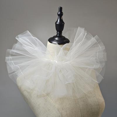 White Puffy Layered Fake Collar Detachable Tulle Neck Ruff Costume Renaissance Cosplay Clown Decorative Collar