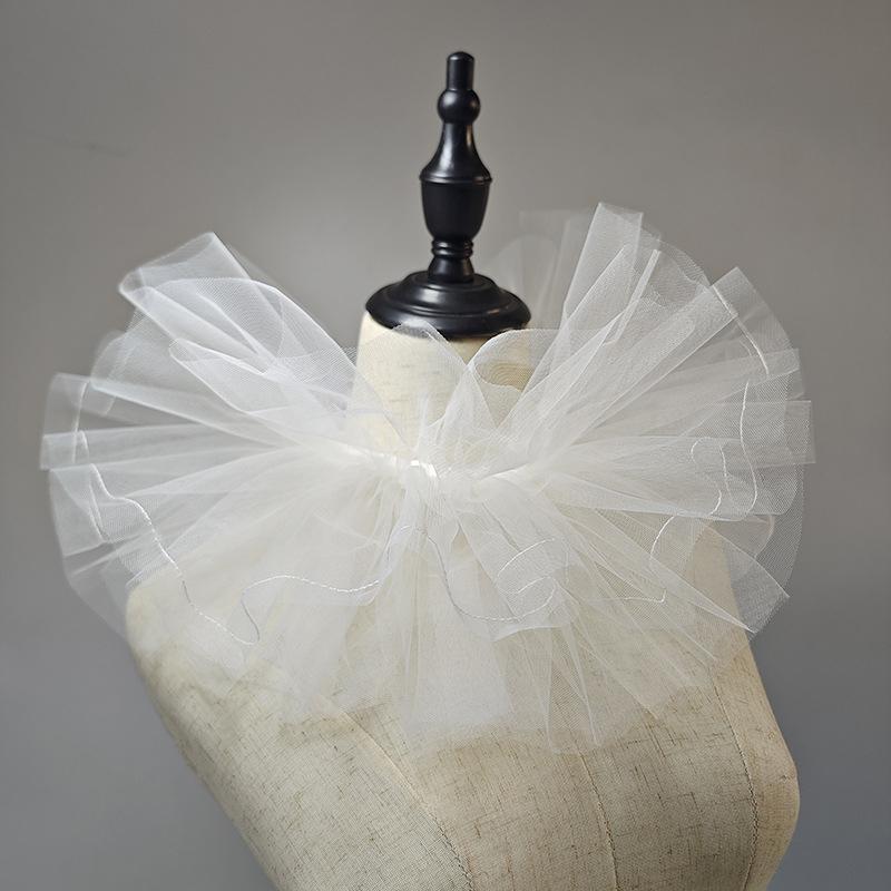 

Perfect Match White Puffy Layered Fake Collar Detachable Tulle Neck Ruff Costume Renaissance Cosplay Clown Decorative Collar