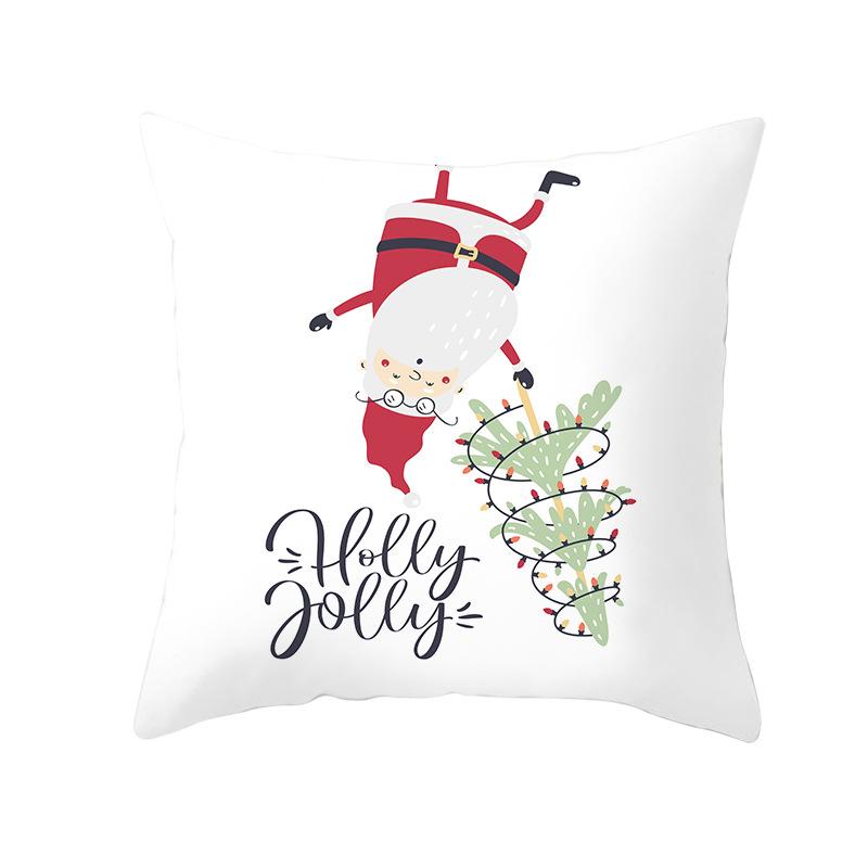 Cartoon Christmas Peach Skin Pillow Cover New Sofa Cushion Cover Square Cushion Pillow Cover