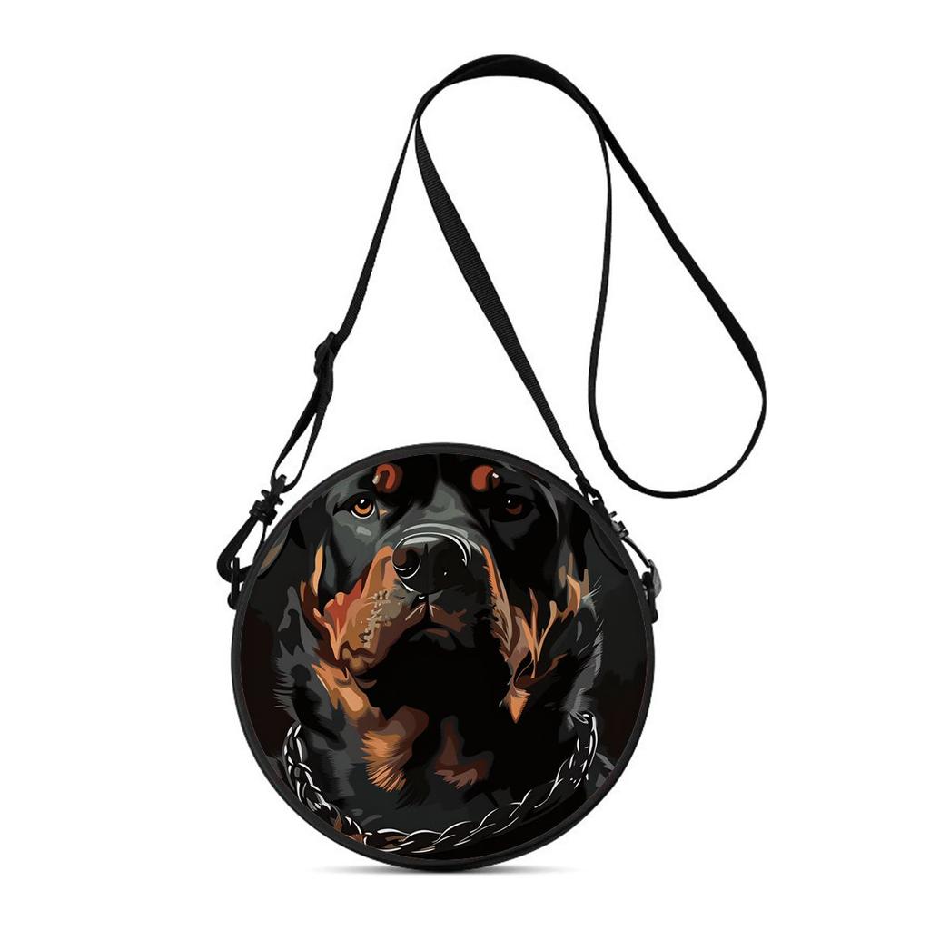 Cute Dog Print Round Shoulder Bag Casual Messenger Bag for Woman Best Gifts 2D Flat Casual Daily Crossbody Bag