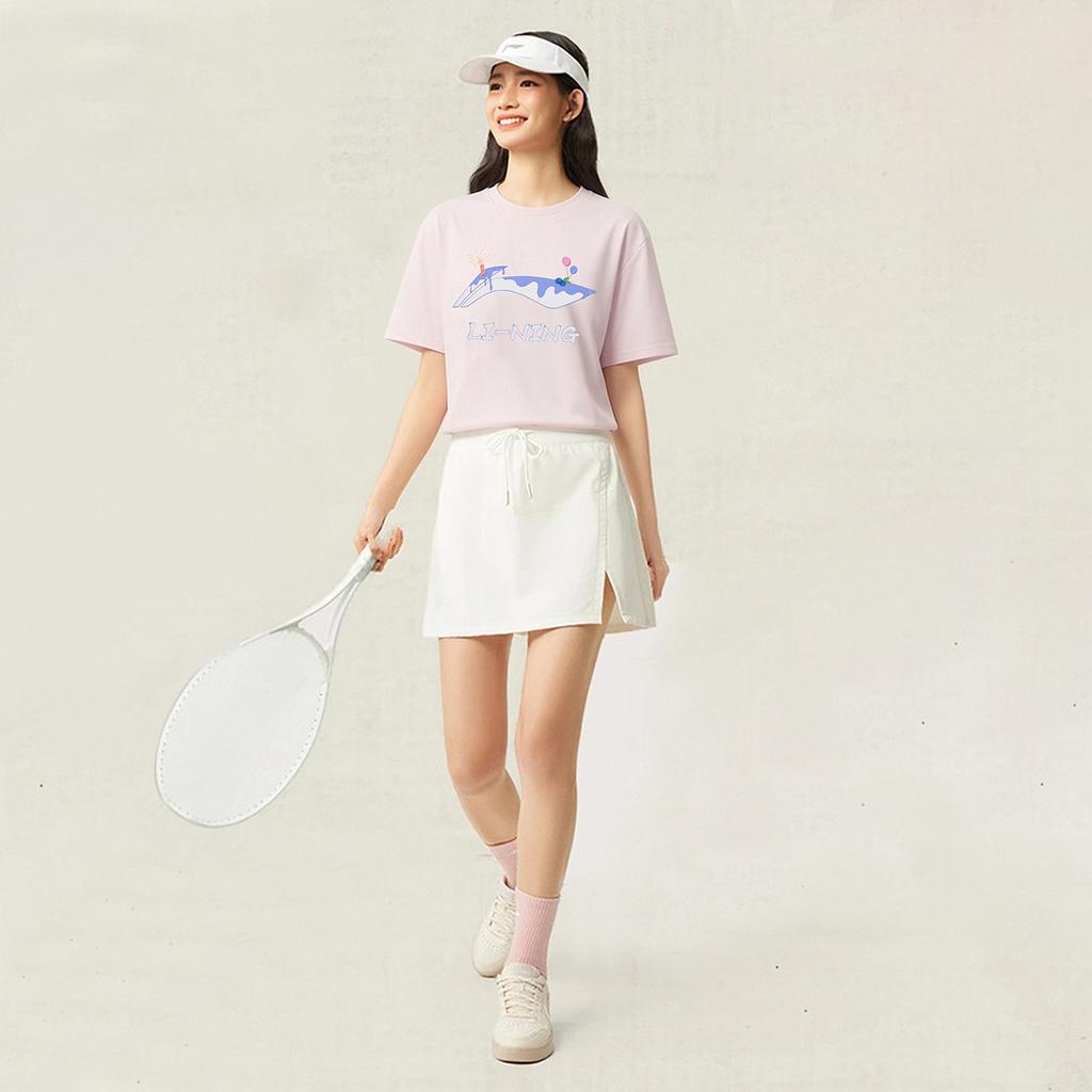 Li-Ning Versatile Comfortable Soft Loose Short Sleeve T-Shirt Women tops Light-Pink AHSW852-2
