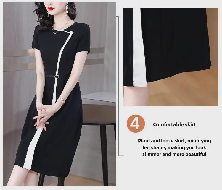 Letní bílé šaty s krátkým rukávem v barevných blokech pro rok 2024