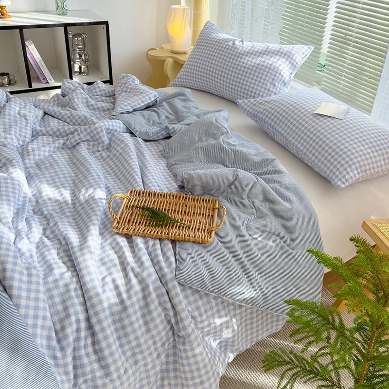 Cotton Summer Quilt Air Conditioning Quilt Soybean Fiber Filling Thin Comforter Nordic Ins Style Duvet Blanket Bed Four Seasons