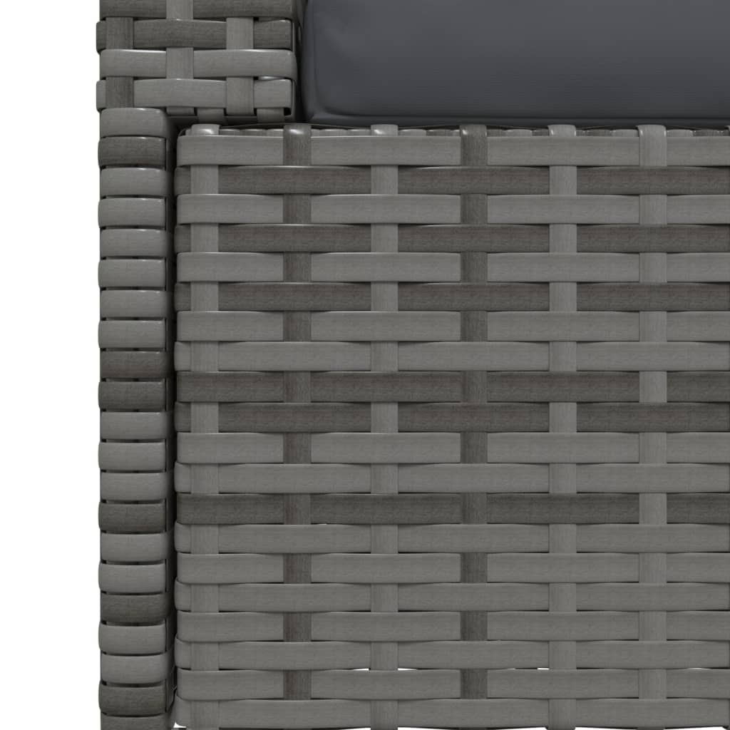 2 Seater Sofa with Cushions Grey PE Rattan
