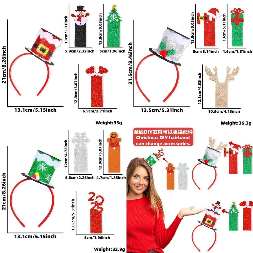 Playful Green Red Silver Christmas Headbands For Kids With Fun Replacement Tags Included