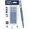 Schneider Luxor, Stylo roller LX MAX, Lot de 4 - Bleu, Pointe aiguille, 0,5 mm, Technologie 100 % allemande, Écriture de plus de 1000 m