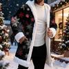 Men's Christmas Long Hooded Cardigan With Pockets Warm Jacket