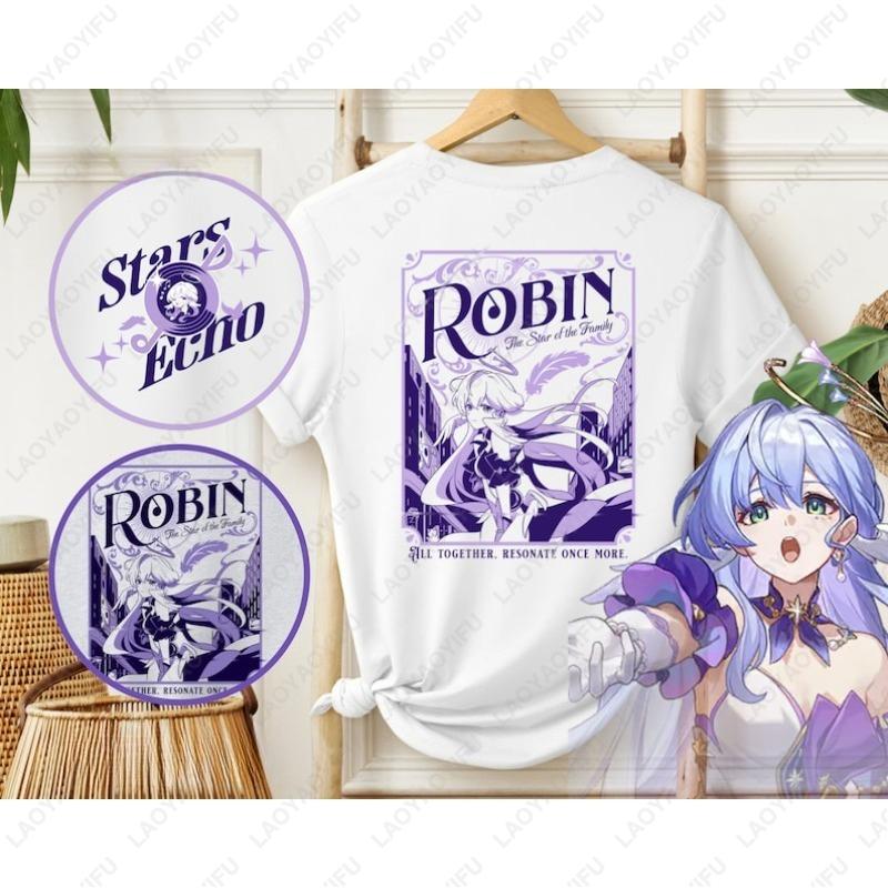 

Robin Themed HSR Honkai Star Rail Game Clothing Vintage Modern Anime Cotton TShirts Men Women Apparel Merch Japanese Otaku Tops 5XL різнокольоровий
