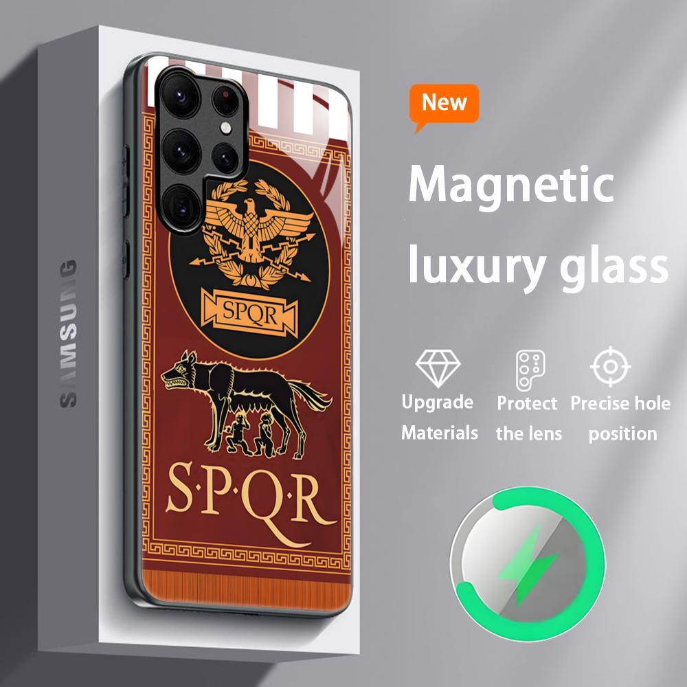 

SPQR LOGO Rome Art Popular Phone Case For Samsung S26 S25 S24 S23 S22 S21 S20 Plus Ultra Glass Magnetic Case Galaxy S24 FE