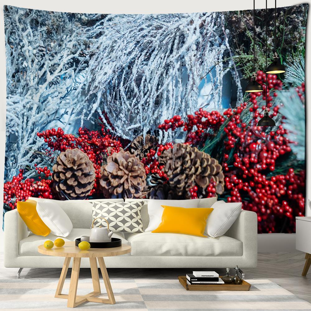 Neonowy Nocny Widok Chata Gobelin Wiszący na Ścianie Prezent na Boże Narodzenie Nowy Rok Pokój w Stylu Boho Dom