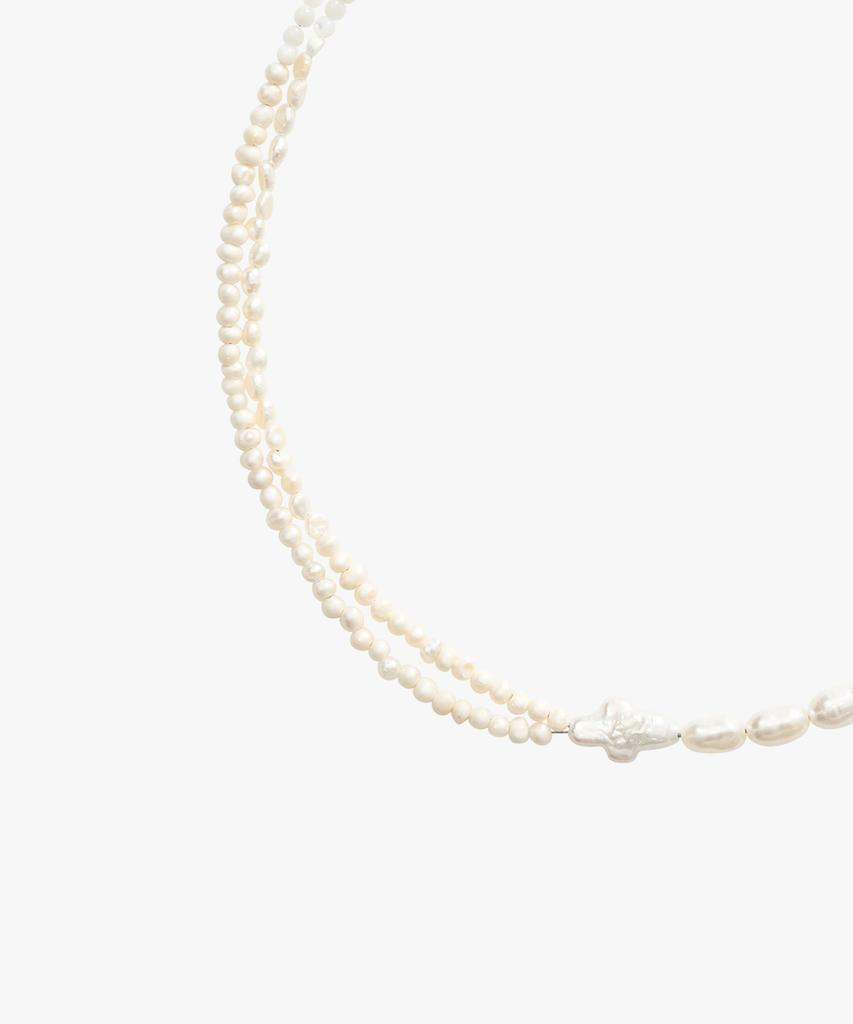 Riomeu Asymmetrical Double-Strand Pearl Necklace : Rioan070