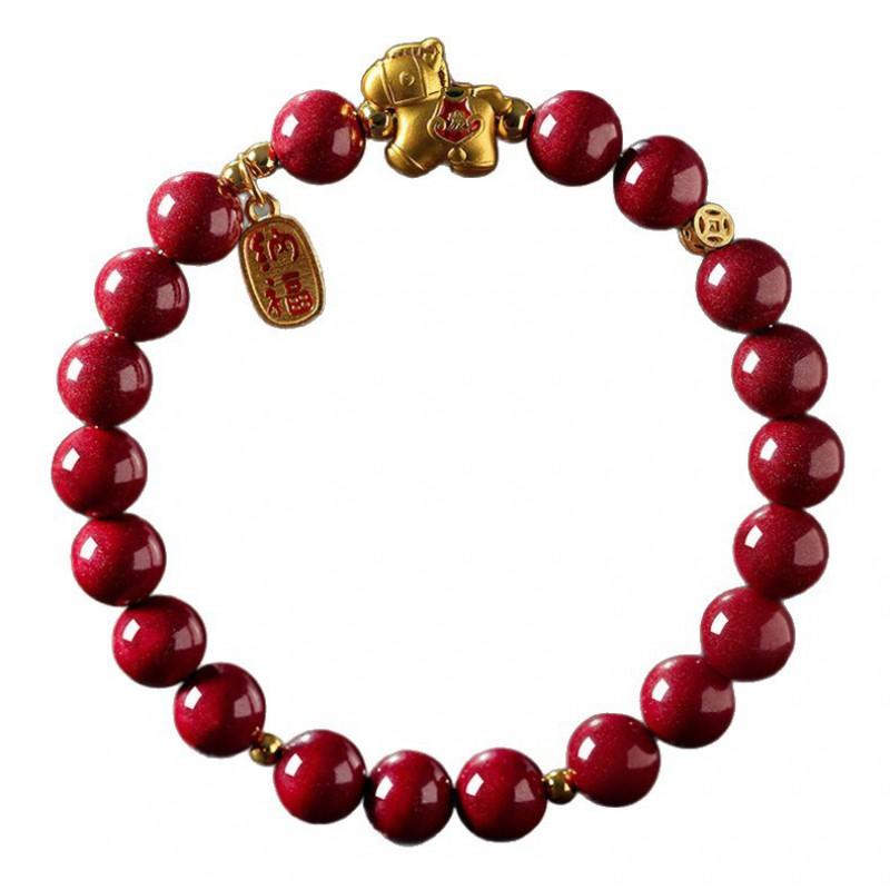 2026 Of Horse Bracelet Women High Content Cinnamon Stone Beaded Zodiac Lucky Jewelry Gift