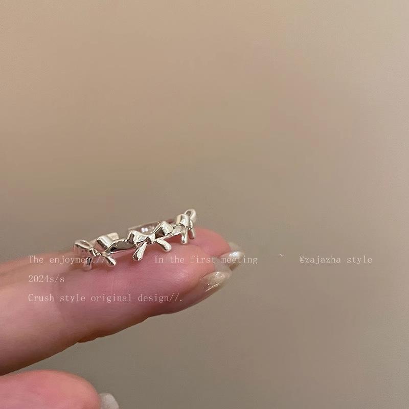 Fashion Bow Ribbon Rings For Women Girls Sweet Cute Geometric Bow Opening Adjustable Rings Wedding Party Jewelry Gifts