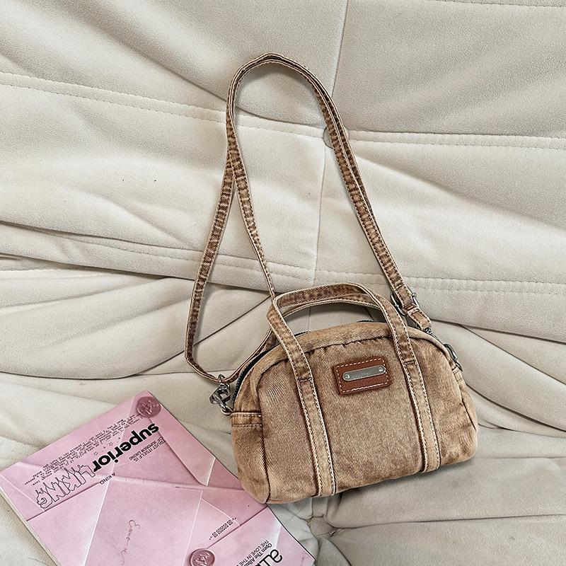 

Korean Fashion Casual Washed Denim Mini Pillow Shoulder/Crossbody Bag - New Autumn/Winter 2025 хаки