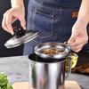 Filtro de óleo inoxidável, tanque de filtro de banha, recipiente, jarra, grande capacidade de armazenamento, utensílios de cozinha, filtro de óleo, pote