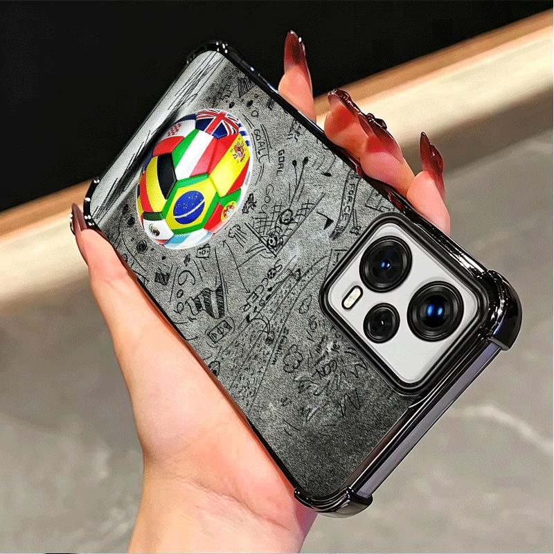 Football Soccer Ball Design Plating Phone Case For Xiaomi Poco X5 X6 X7 X8 Pro Max F8 Ultra F7 M8 M7 M5S Redmi 15C 15 14C 13C 13