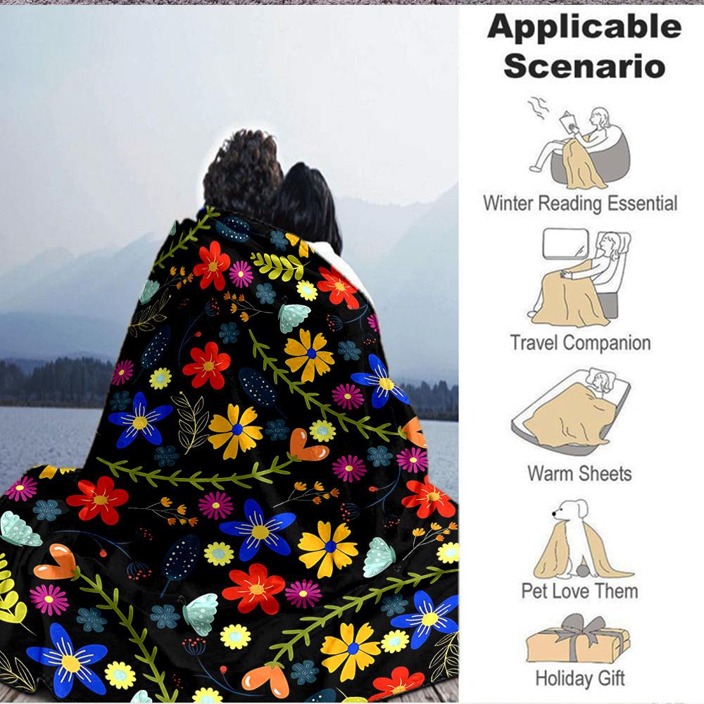 1pc Floral Pattern Blanket Warm, Cozy, And Soft, Suitable for Sofas, Beds, Cars, And Office Use.Perfect for Camping And Travel, Making It a Great Gift