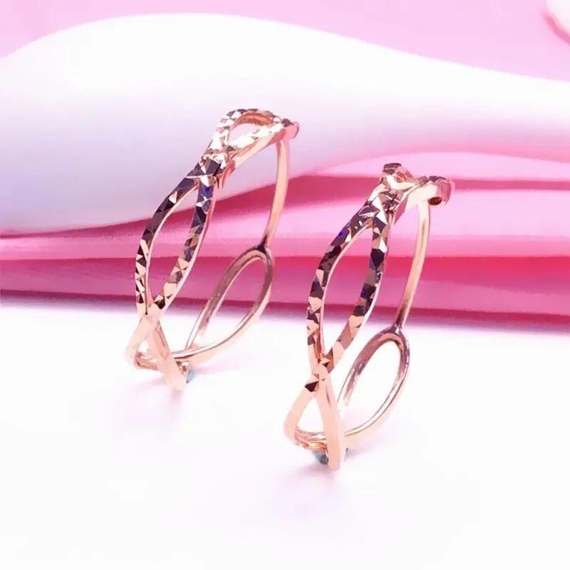 Purple Gold Hollow Circle Ears Simple Temperament Classic Rose Gold Plated Colored Gold Earrings