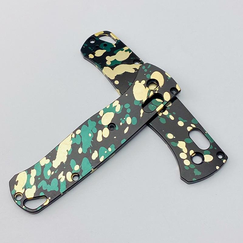 2 Typen Aluminiumlegierung Camouflage Oxidations Griffschalen für Echte Bugout 535 Messer DIY Herstellungszubehör